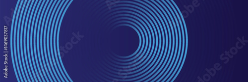 Abstract blue glowing geometric lines on dark blue background. Modern shiny blue circle lines pattern. Futuristic technology concept. Suit for cover, poster, banner, brochure, header, website. eps 10