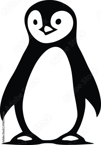 Playful Penguin Silhouette Featuring a Rounded, Friendly Design with an Open-Winged Stance, Capturing the Whimsical Charm and Lovable Nature of This Iconic Flightless Bird
