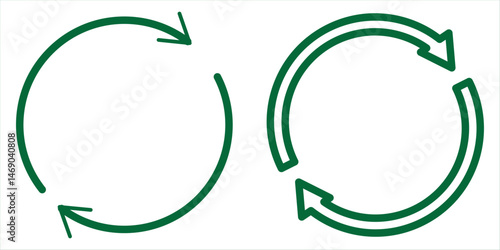 Refresh icon vector. Green recycle vector icon symbol. Repeat and reload icons set and arrow rotation circle. eps 10