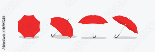Set of umbrellas. Umbrella icon vector set. Set of yellow, red, blue and black colour umbrella illustrations. Yellow, red, blue and black isolated and realistic umbrella.