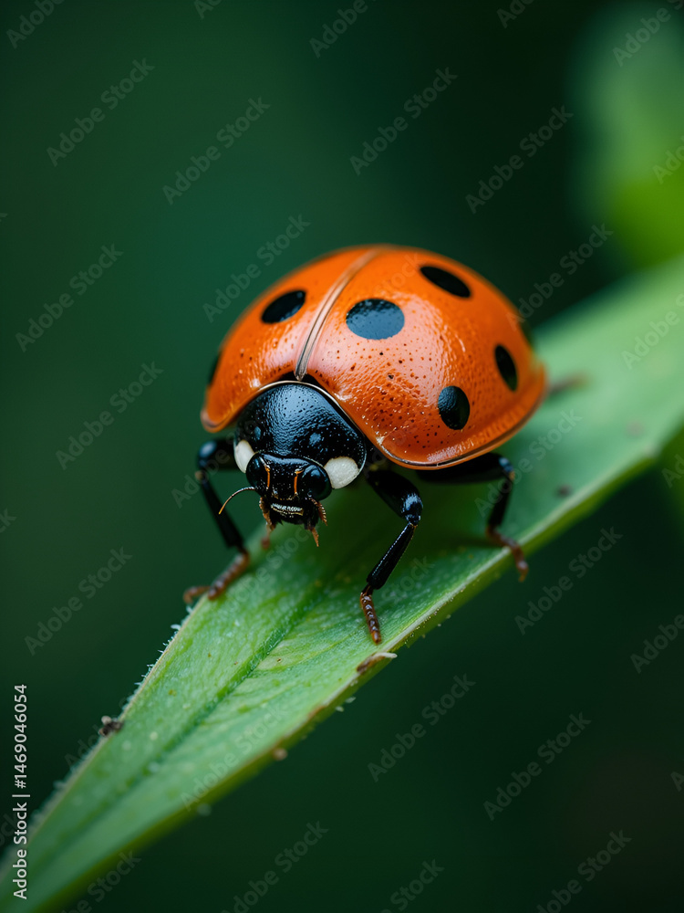 Naklejka premium Invasive ladybug species threaten native biodiversity, disrupting ecosystems and outcompeting local species, raising