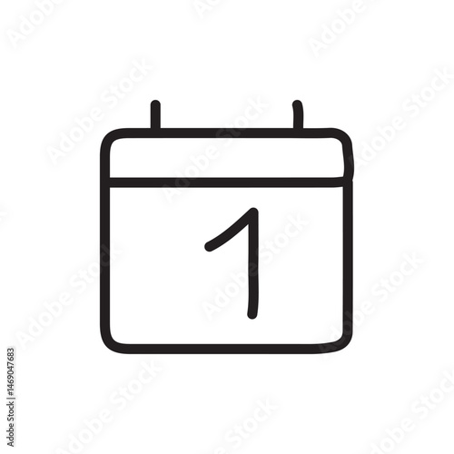 Simple calendar icon, showing date one