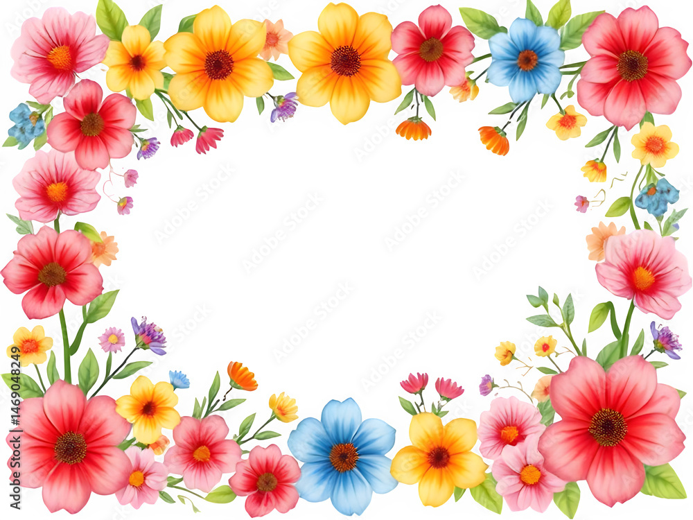 Vibrant Floral Frame PNG, Transparent Bloom Border Arrangement, Botanical Spring Overlay, Colorful Flower Illustration for Summer Greeting Card Designs Vibrant Floral Frame PNG, Transparent Bloom Border Arrangement, Botanical Spring Overlay, Colorful Flower Illustration for Summer Greeting Card Designs