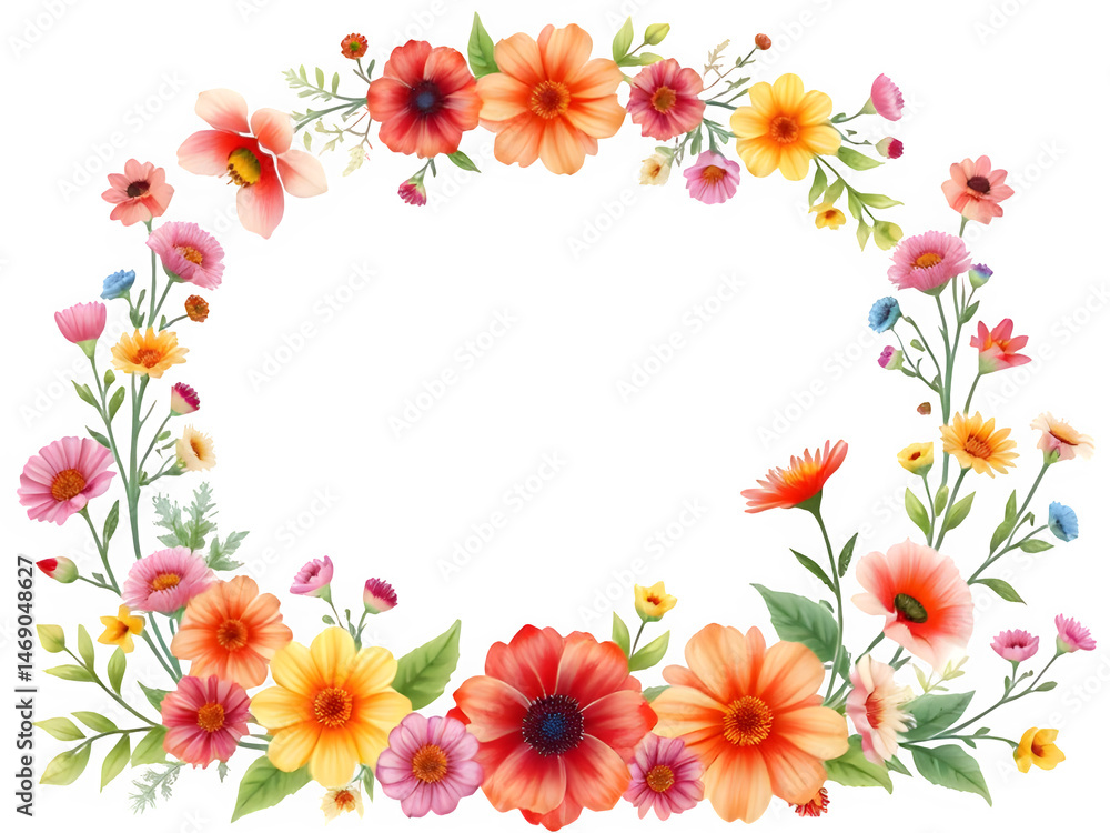 Vibrant Floral Frame PNG, Transparent Bloom Border Arrangement, Botanical Spring Overlay, Colorful Flower Illustration for Summer Greeting Card Designs Vibrant Floral Frame PNG, Transparent Bloom Border Arrangement, Botanical Spring Overlay, Colorful Flower Illustration for Summer Greeting Card Designs