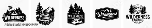 Set of vintage retro logos adventure, Wilderness, Bushcraft