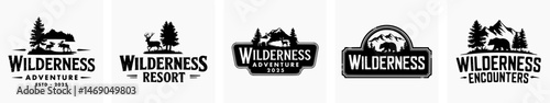 Set of vintage retro logos adventure, Wilderness, Bushcraft