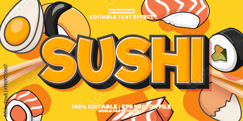 sushi new editable text effect in new modern trend style