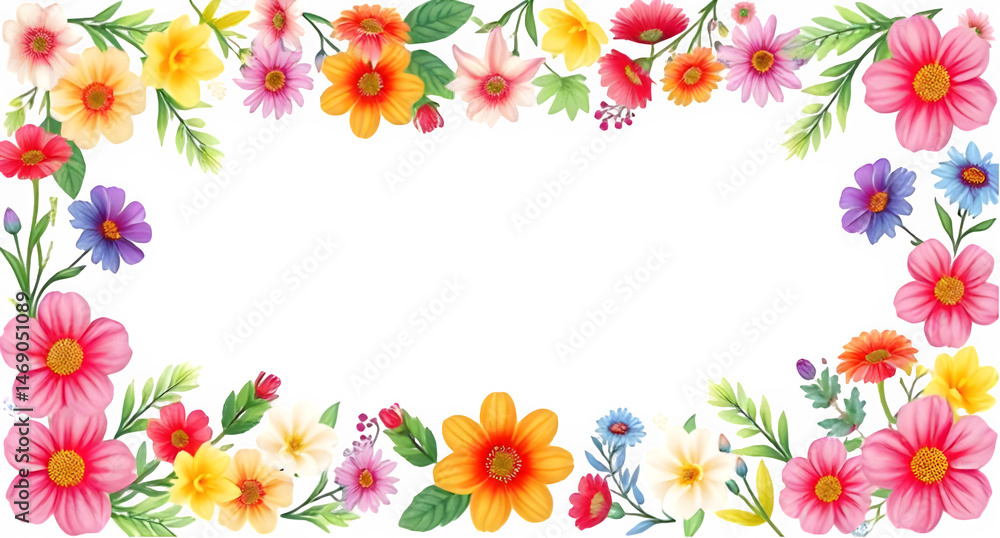 Vibrant Floral Frame PNG, Transparent Bloom Border Arrangement, Botanical Spring Overlay, Colorful Flower Illustration for Summer Wedding Invitation Cards Vibrant Floral Frame PNG, Transparent Bloom Border Arrangement, Botanical Spring Overlay, Colorful Flower Illustration for Summer Wedding Invitation Cards