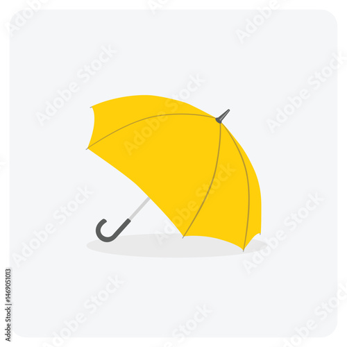 Yellow umbrella vector. Umbrella clipart. Outdoor accessory for rainy or sunny weather. Autumn element. Flat vector in cartoon style isolated on white background.