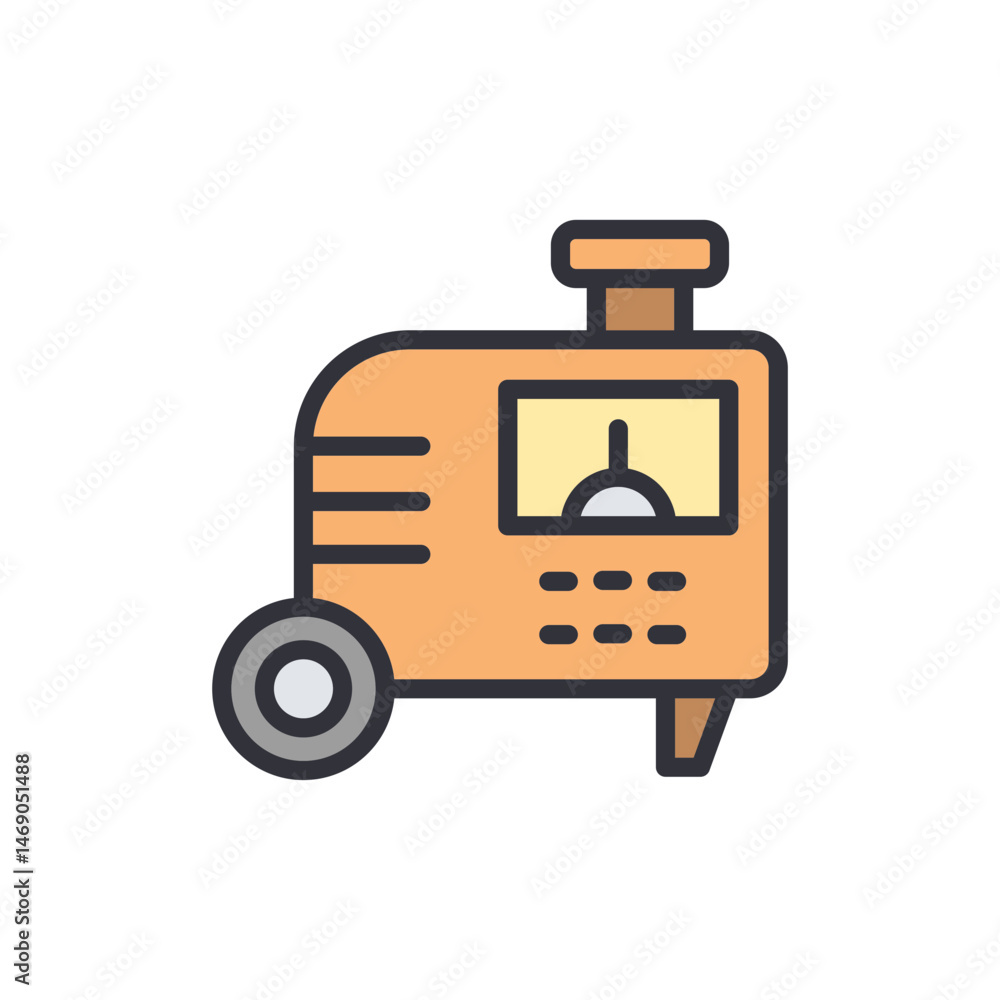 Stylized Cartoonish Portable Welder with a Wheel on a White Backdrop Stylized Cartoonish Portable Welder with a Wheel on a White Backdrop