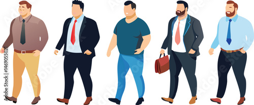 Empowering body positive business men in fashion clothing with inclusive representation