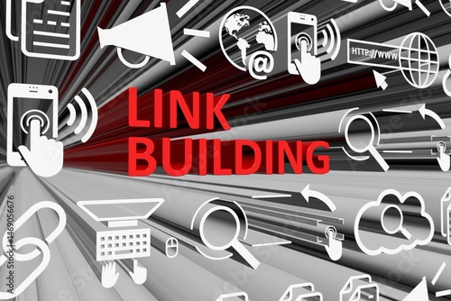 LINK BUILDING concept blurred background 3d render illustration