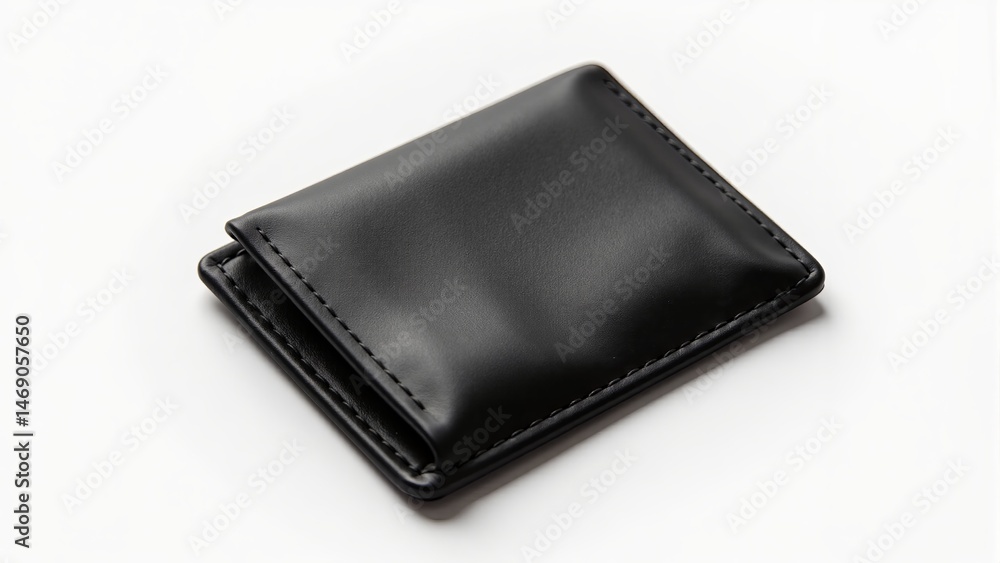 Black Leather Wallet On White Surface Black Leather Wallet On White Surface