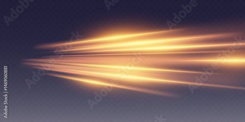 Modern golden hi-tech lines speed track. On a transparent background.