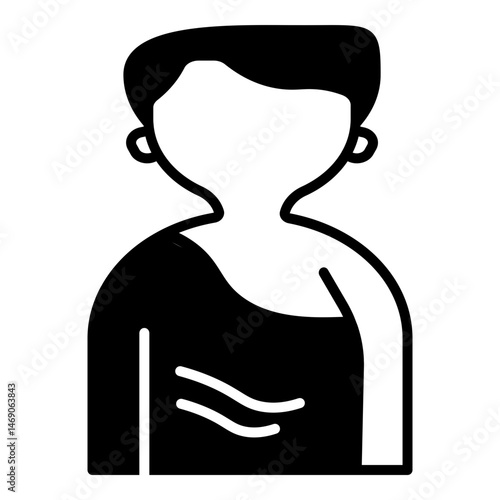  solid black shape representing a person with a suggestion of internal organs.