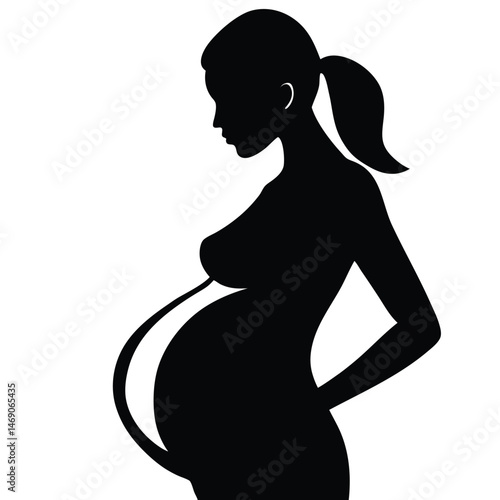 pregnant woman and babys shadow inside her belly