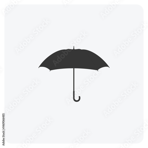 black silhouette umbrella on gray white background.