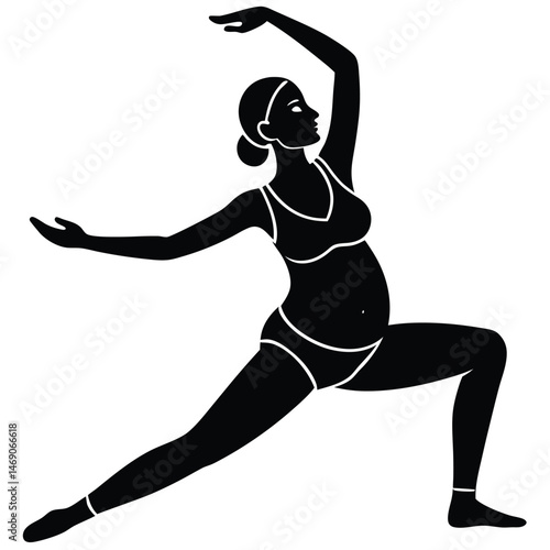 pregnant woman stretching prenatal yoga pose
