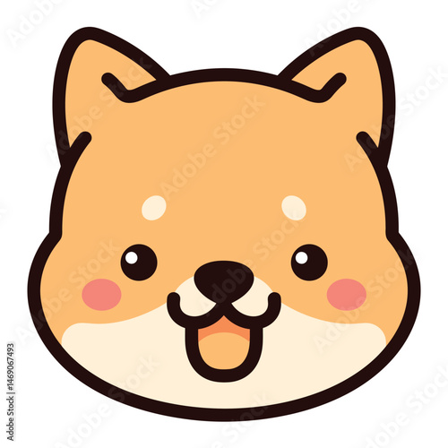 Cute Shiba Inu cartoon head illustration.