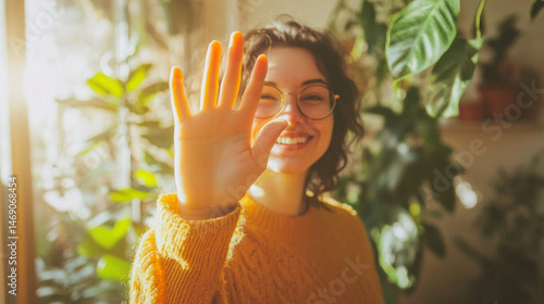 young woman with orange juice