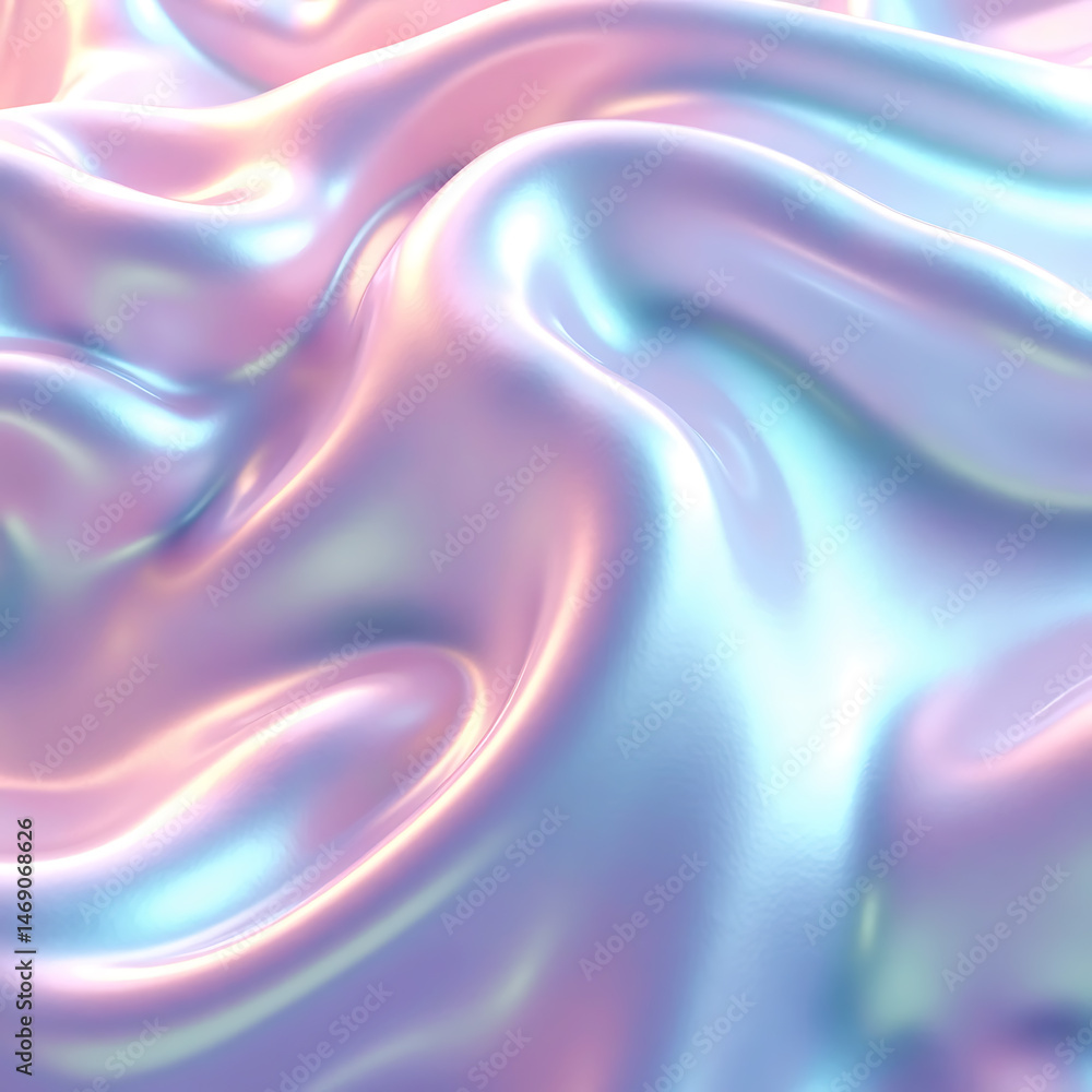 Obraz premium Abstract Iridescent Fabric: A close-up captures the fluid and elegant folds of an iridescent fabric. The play of light across the surface creates a mesmerizing display of color and texture.