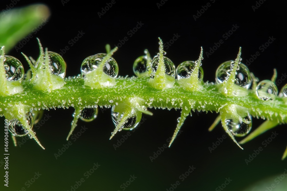 Naklejka premium Close-up of a plant stem with dew drops