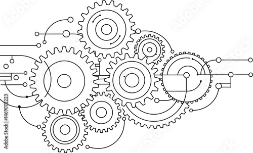 Interlocking Gears Vector Illustration