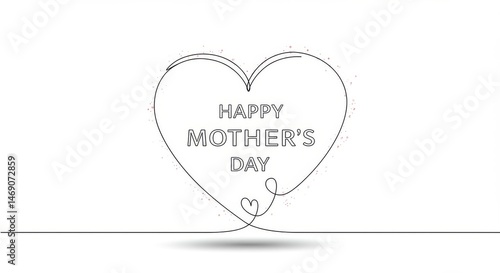 Simple, elegant line art heart graphic for mother's day celebration.