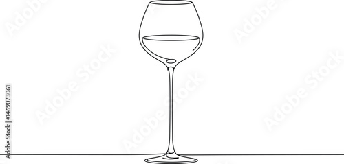 Thin Line Wine Glass Illustration