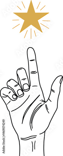 Abstract Hand Reaching for Star, Aspiration, Achievement