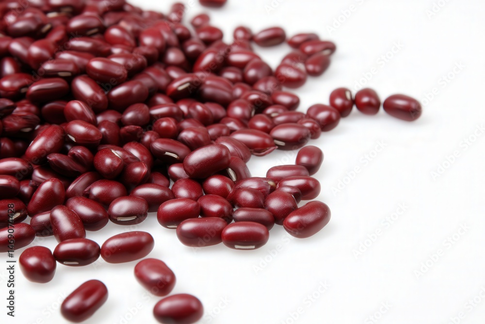 Scattered dried red kidney beans on white background
Scattered dried red kidney beans on white background