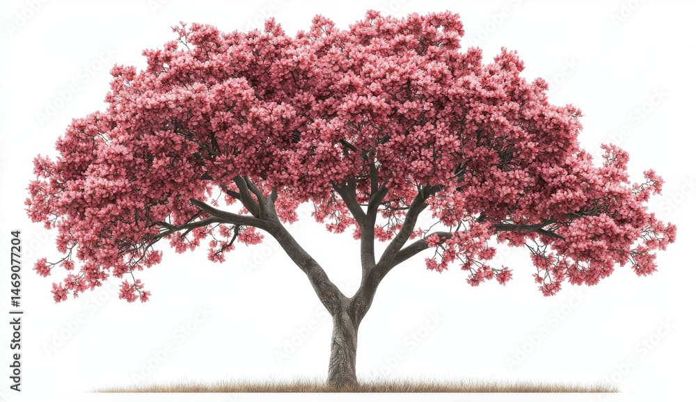 Obraz premium Pink Blossoming Tree on White Background