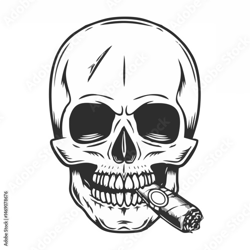 Scary human skull smoking cig...