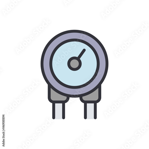 Pressure Measurement Instrument with Needle Indicator Display on White background