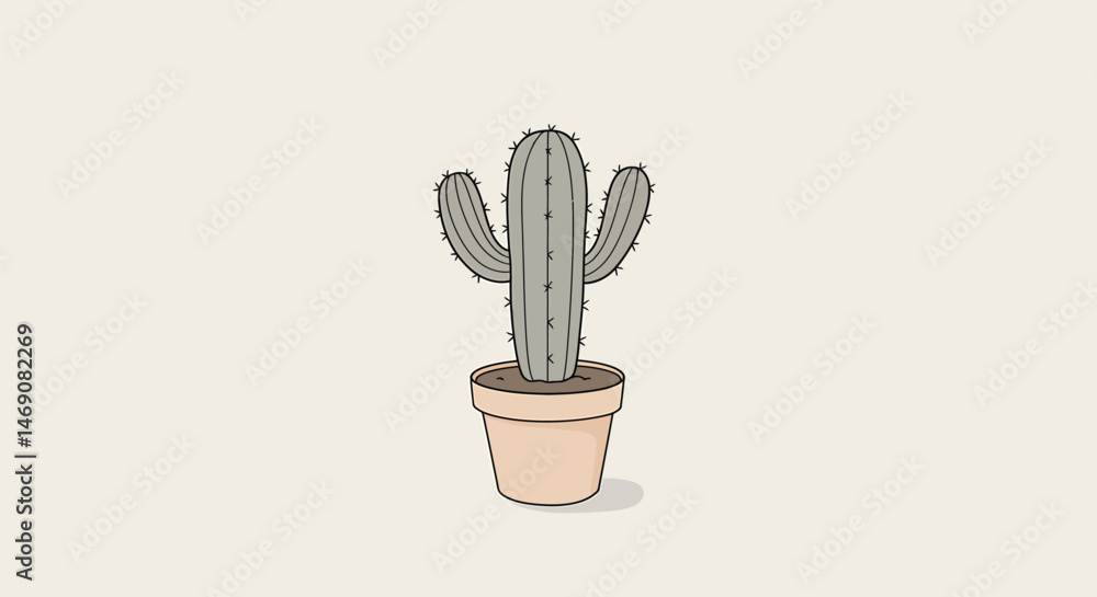 Simplified Cactus Outline in Pot Simplified Cactus Outline in Pot