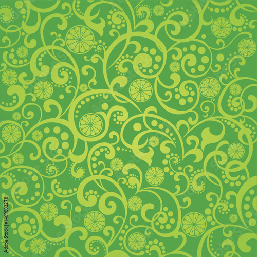Green background with lime. Vector illustration 