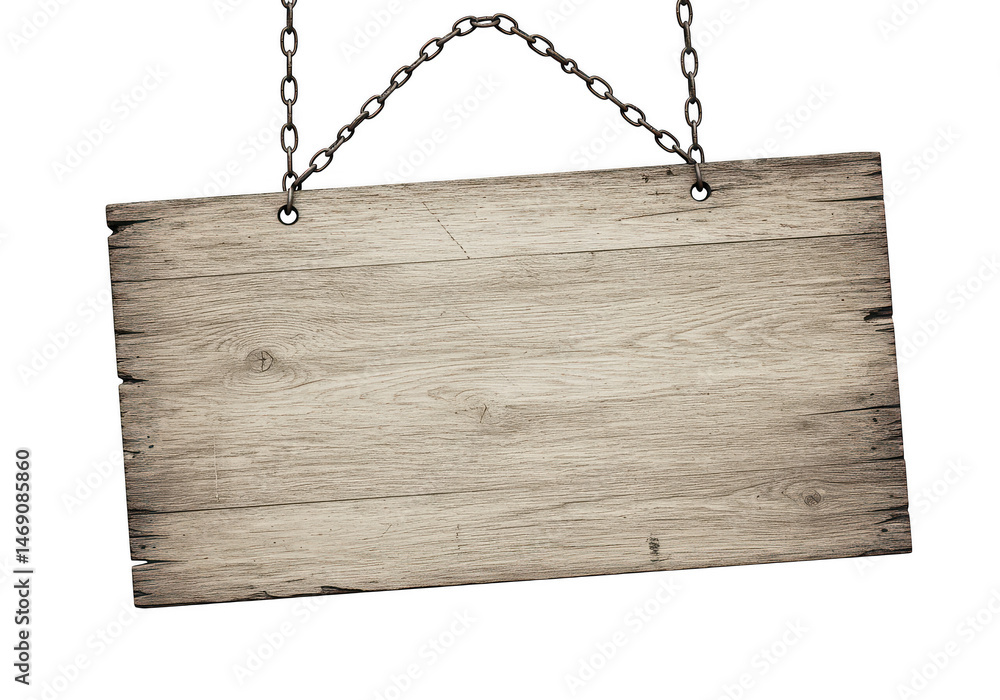Hanging wood sign blank template rustic chain background on transparent background Hanging wood sign blank template rustic chain background on transparent background