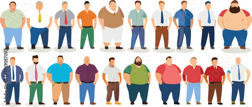 Chubby Heavy Man with Belly Standing in Overweight Appearance