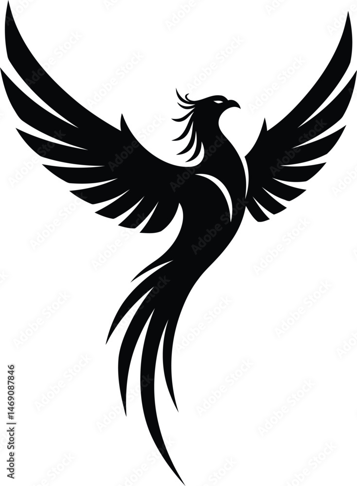 Minimalist Black and White Phoenix Vector Minimalist Black and White Phoenix Vector