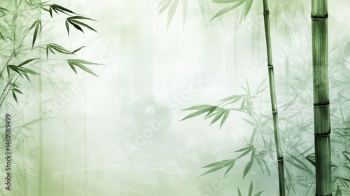 Elegant botanical background with bamboo plants and artistic textures for serene designs