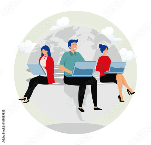 Work from anywhere around the world concept