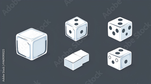 Sugar cubes icon set. Ice cube vector illustration. Square dice outline symbol isolated.