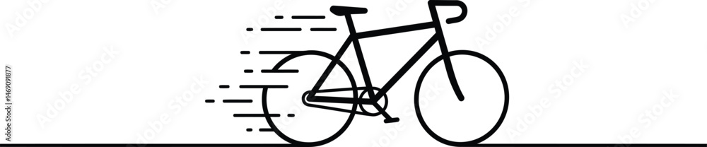 Monoline Bicycle Icon with Motion Lines Monoline Bicycle Icon with Motion Lines