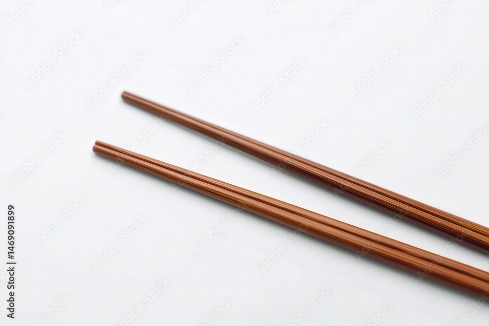 Pair of traditional wooden chopsticks on white background
Pair of traditional wooden chopsticks on white background