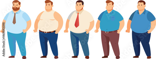 Chubby Heavy Man with Belly Standing in Overweight Stature