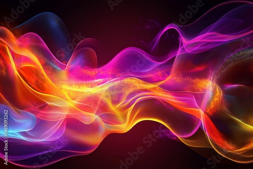 Dynamic swirling abstract design of colorful energy streams.