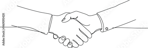 Monoline Handshake Outline - Trust and Agreement