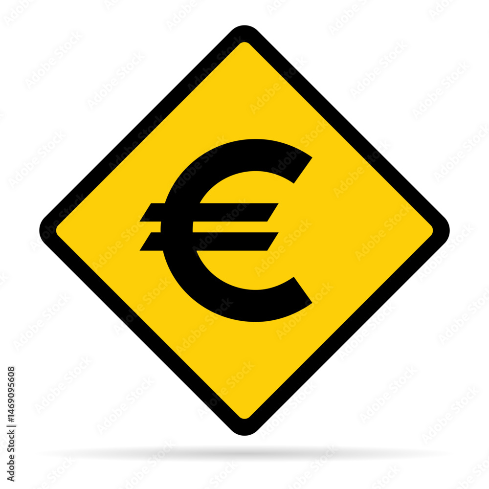Obraz premium Euro shadow money symbol, business eu cash icon, save currency bank sign, vector illustration .