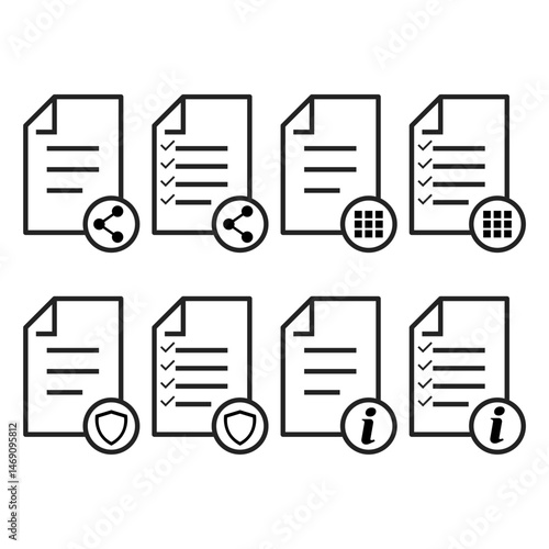 Set of in compliance icon sign, company passed inspection symbol, complete checkmark vector .