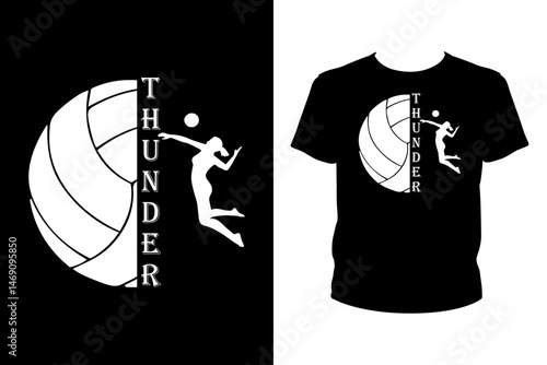 Thunder volleyball Quotes svg, volleyball Svg, t-shirt design for prints, volleyball t-shirt design cut file